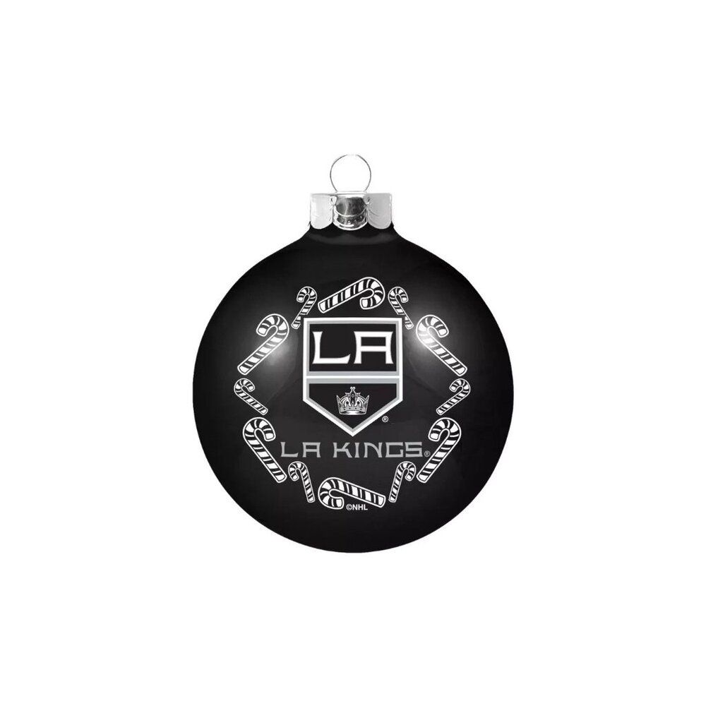 Los Angeles Kings Candy Cane Blown Glass Ball Ornament Collectible NHL New
